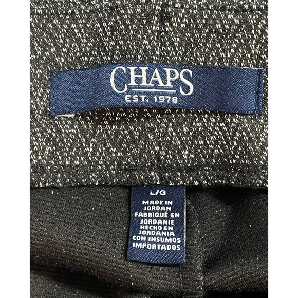 Chaps Sz L Pull-On Ankle Leggings Exposed Elastic on Waist Sides Black Stretchy - Picture 10 of 10